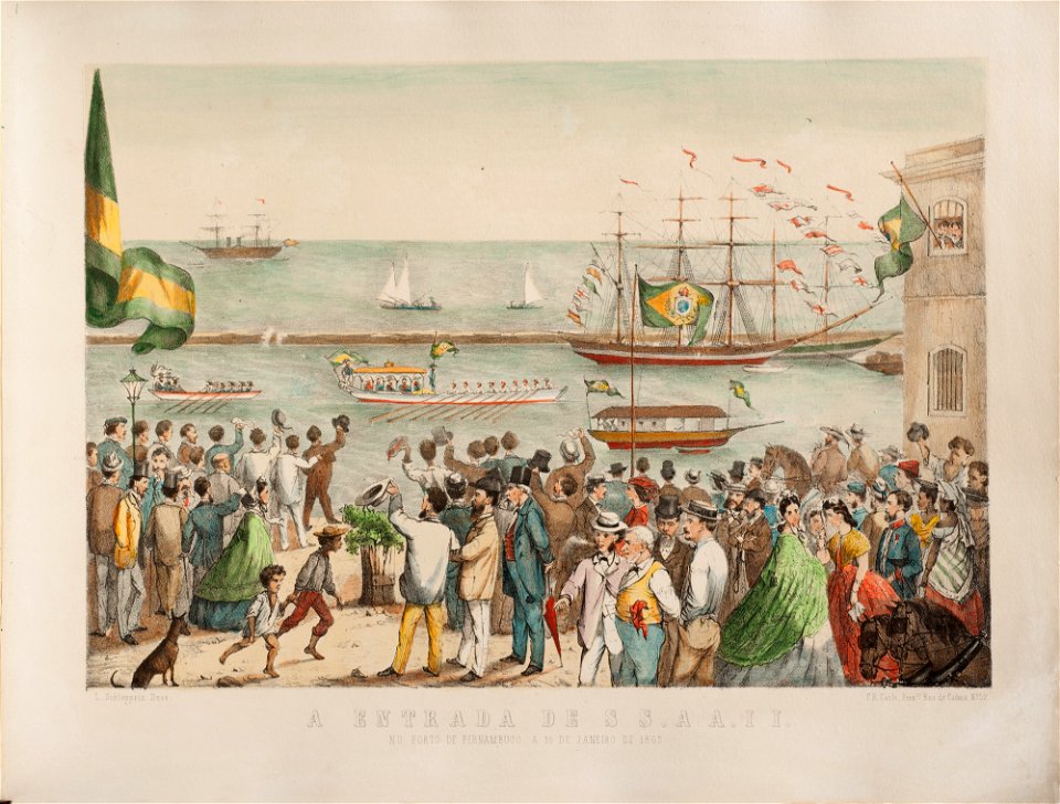 A Entrada de S S. A A. II no Porto de Pernambuco a 16 de Janeiro de 1865, da Coleção Brasiliana Iconográfica