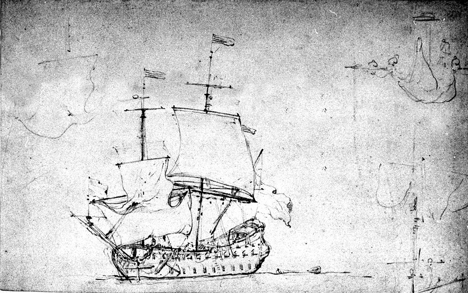 A Dutch ship close-hauled under easy sail RMG PW6976