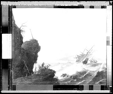 A Dutch Ship in a Breeze off a Rocky Coast RMG 0819-1. Free illustration for personal and commercial use.