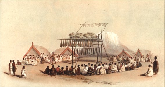 A Feast at Mata-ta, on the East Coast - New Zealanders Illustrated, 1847
