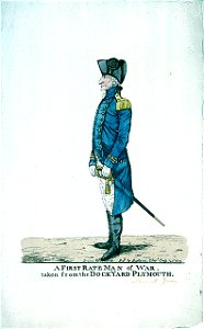 A First Rate Man of War, taken from the Dockyard Plymouth (caricature) RMG PW3718