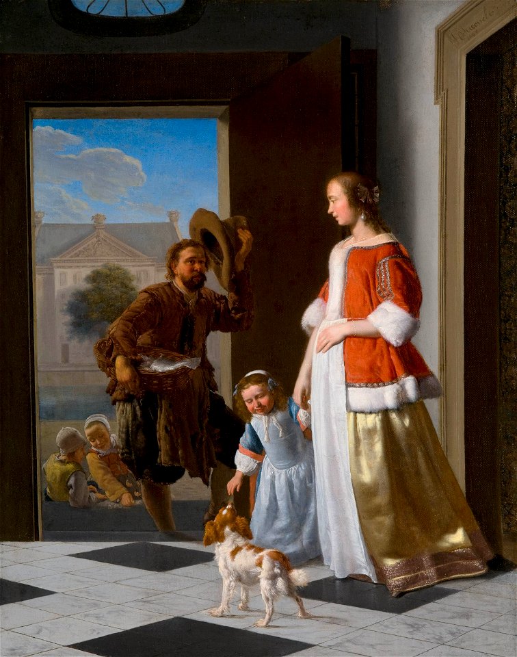 A Fishmonger at the Door by Jacob Ochtervelt Mauritshuis 195