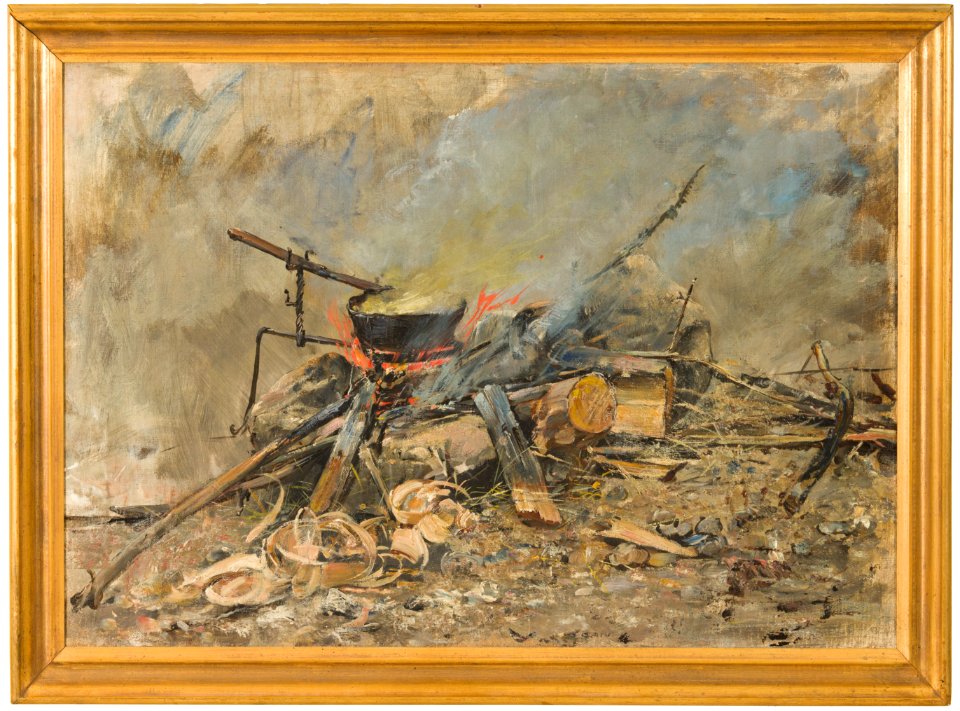 A Fire with a Kettle. Study for Sancta Simplicitas (Carl Gustaf Hellqvist) - Nationalmuseum - 20631