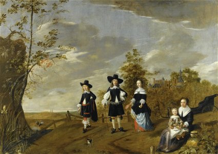 A Family Portrait in a Landscape Before Casteel Dursteede by Christiaen van Colenbergh