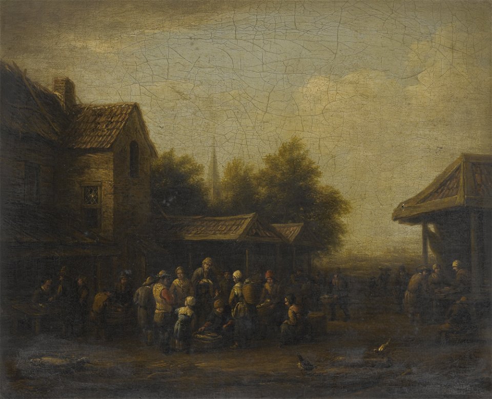 A Fish Market in a Village Square by Barent Gael