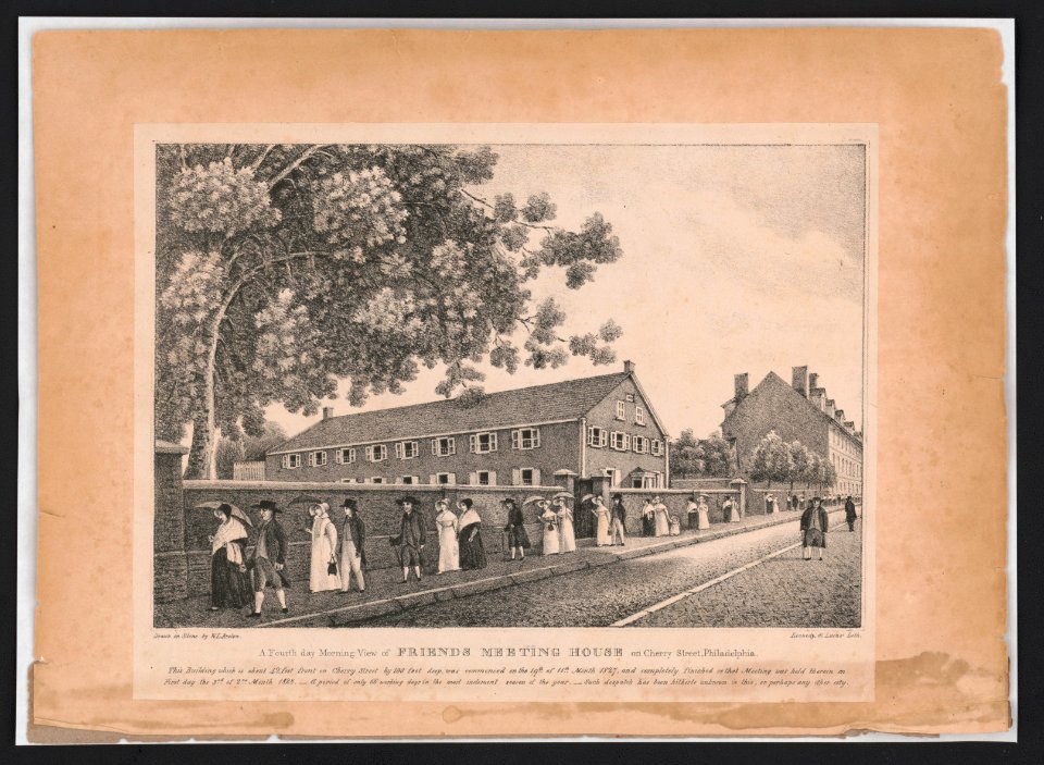 A fourth day morning view of Friends meeting house on Cherry Street, Philadelphia - drawn on stone by W.L. Breton ; Kennedy & Lucas' lith. LCCN2014649027