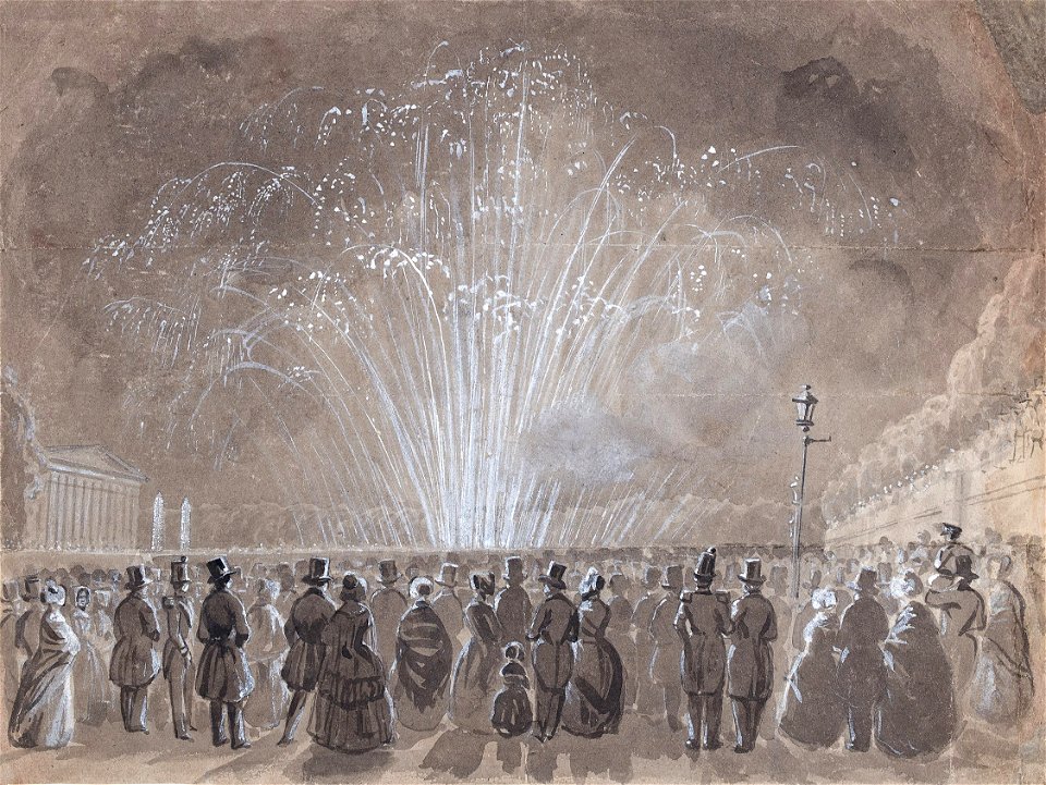 A firework display - Ebenezer Landells - possibly 1855