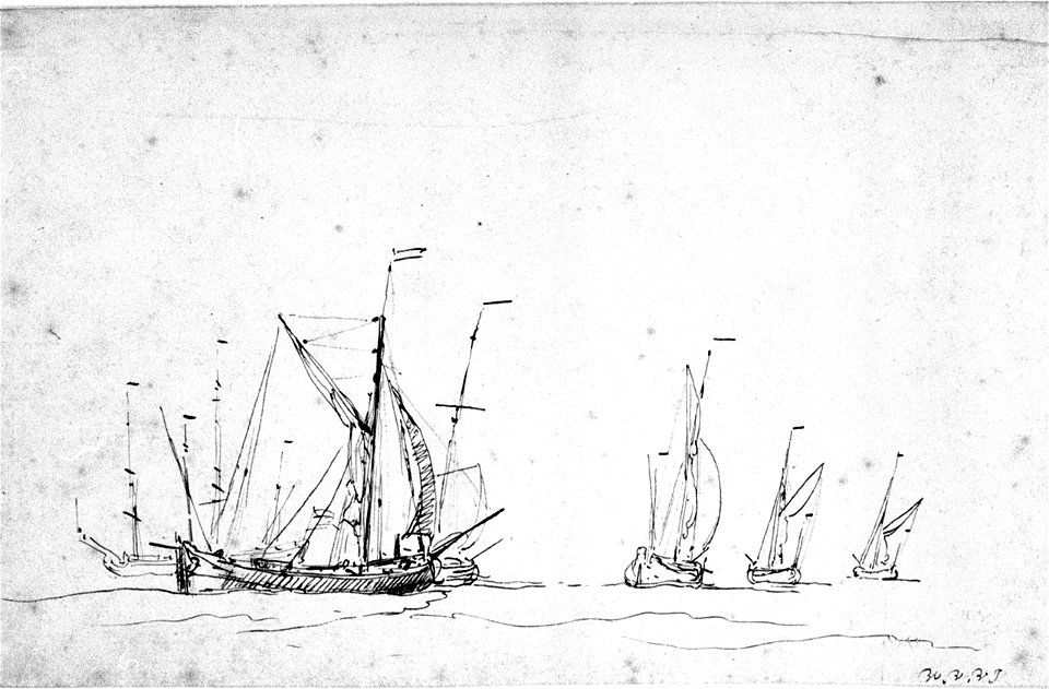 A galjoot and other vessels under easy sail RMG PW6973