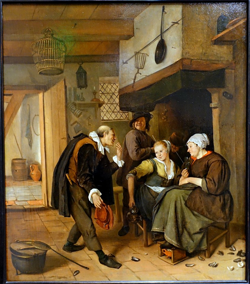 A Gallant Old Man Courting a Young Woman, by Jan Steen, c. 1665, oil on panel - Fogg Art Museum, Harvard University - DSC01316