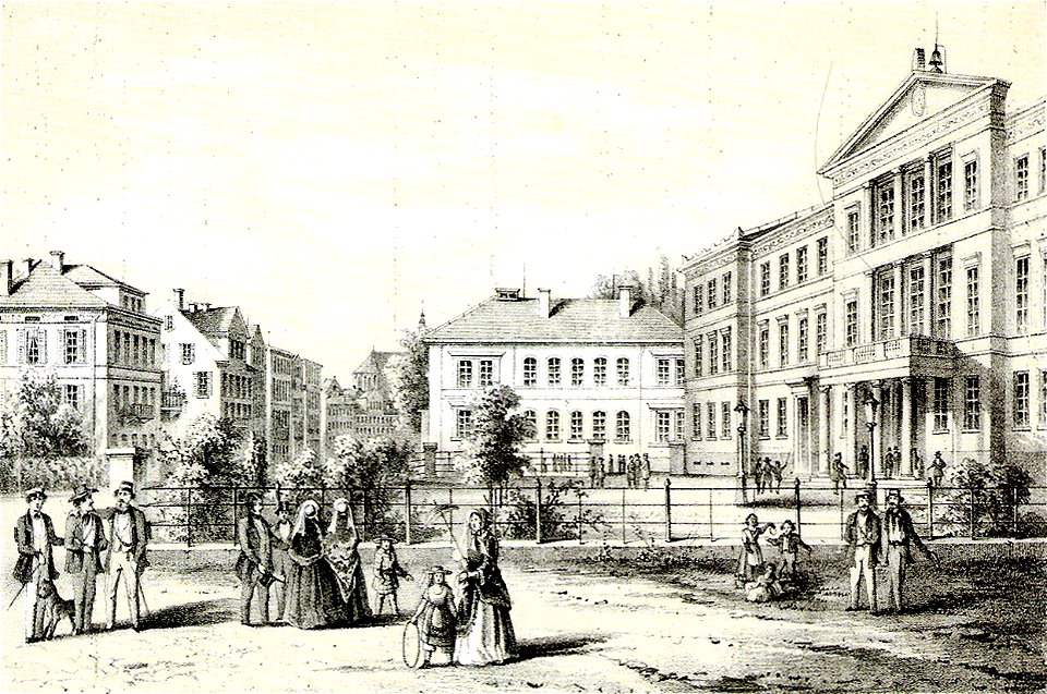 A Gatternicht - Das neue Universitäts Gebäude und die Wilhelmstraße Lithographie ca1855 Inv287 (SW102)