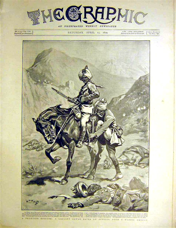 A Frontier Episode, a Gallant Sowar saves an Officer from a Waziri Ambush - The Graphic 1899