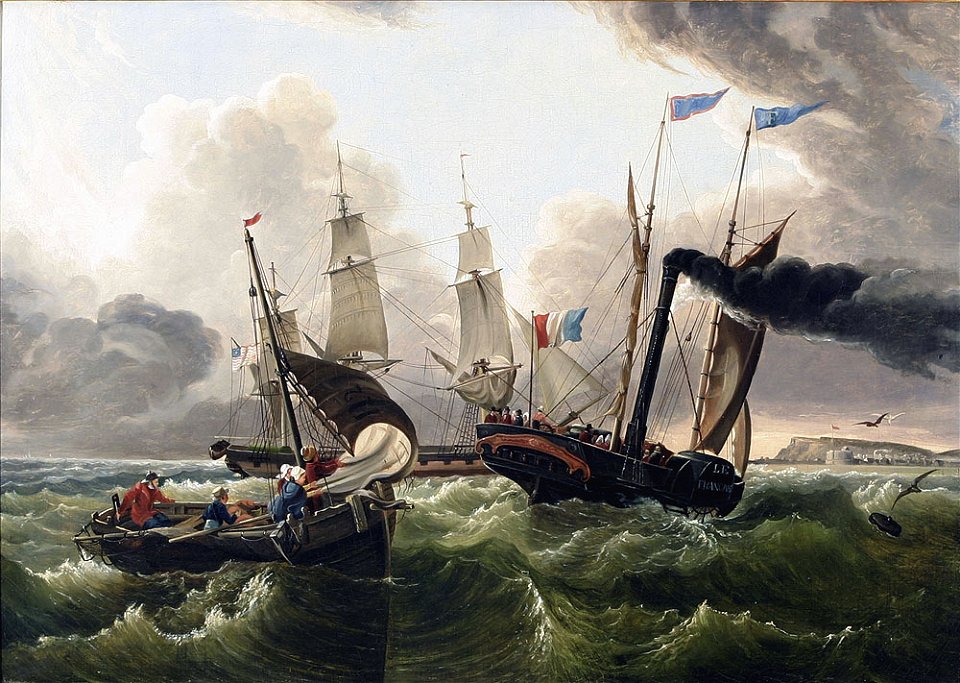 A French Sidewheel Steamship of Le Havre & Honfleur, by Charles Louis Mozin