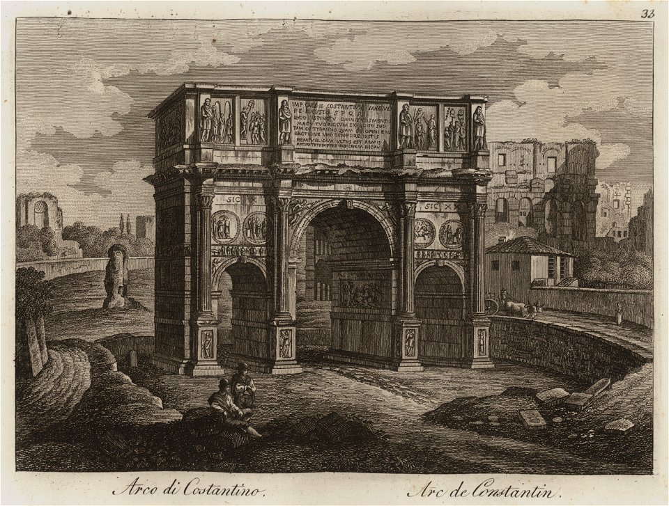 Arco di Costantino - Li Monumenti Piú Celebri Di Roma Antica E Moderna Disegnati Da Vero Ed Incisi Dai Migliori Artisti Rome Presso Po - 1850