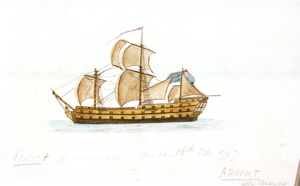 Ardent off Lowestoft Monday 16th Oct 1797 RMG PU6044