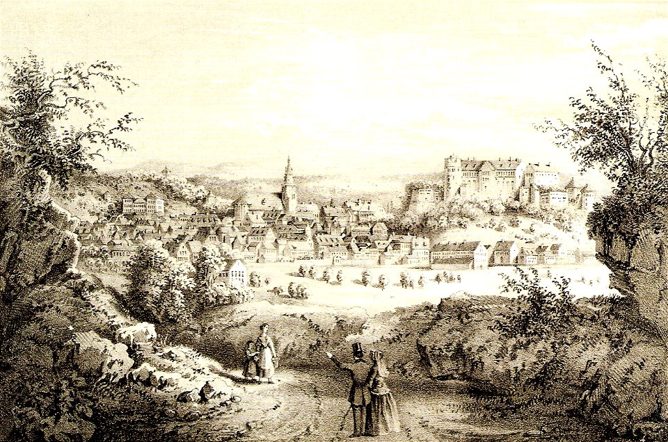 A Gatternicht - Tübingen von der Nordwestseite Lithographie ca1850 Inv394 (SW064)