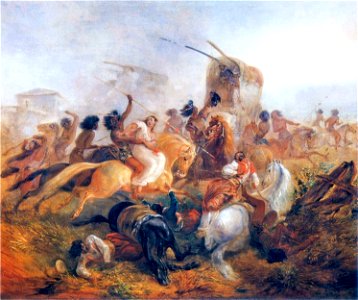 Argentine soldiers under Indian attack by Rugendas