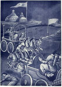 Arjuna cuts head of Mitrasena