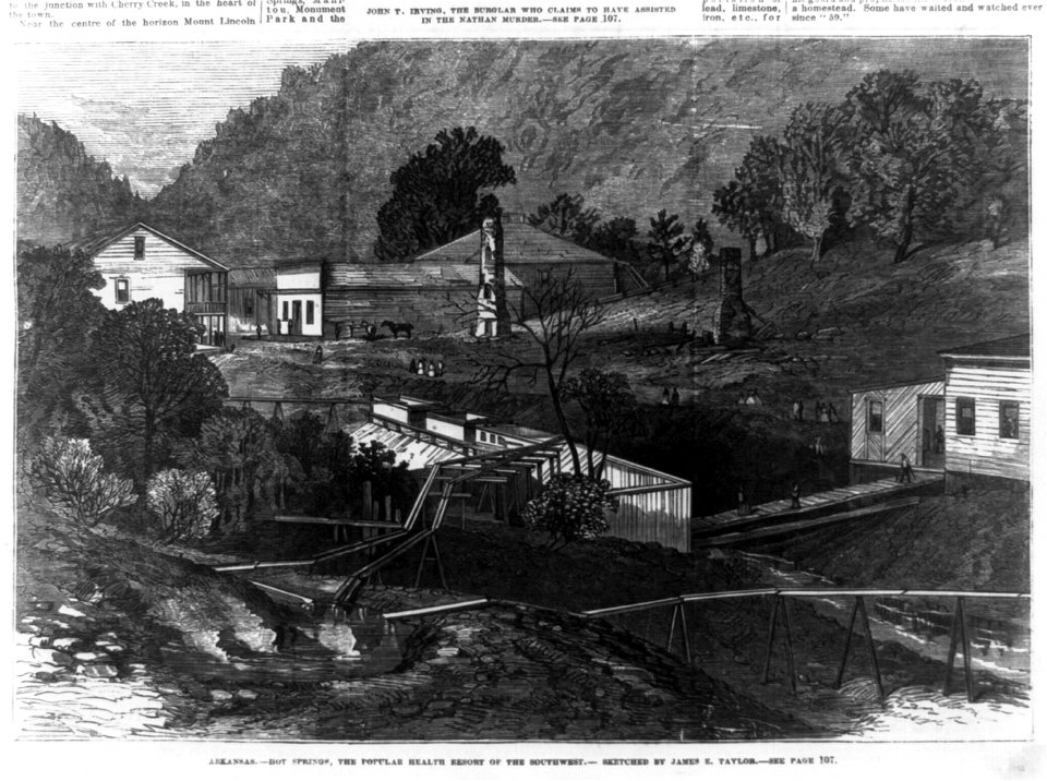 Arkansas. Hot Springs, the popular health resort of the southwest - sketched by James E. Taylor. LCCN93511496