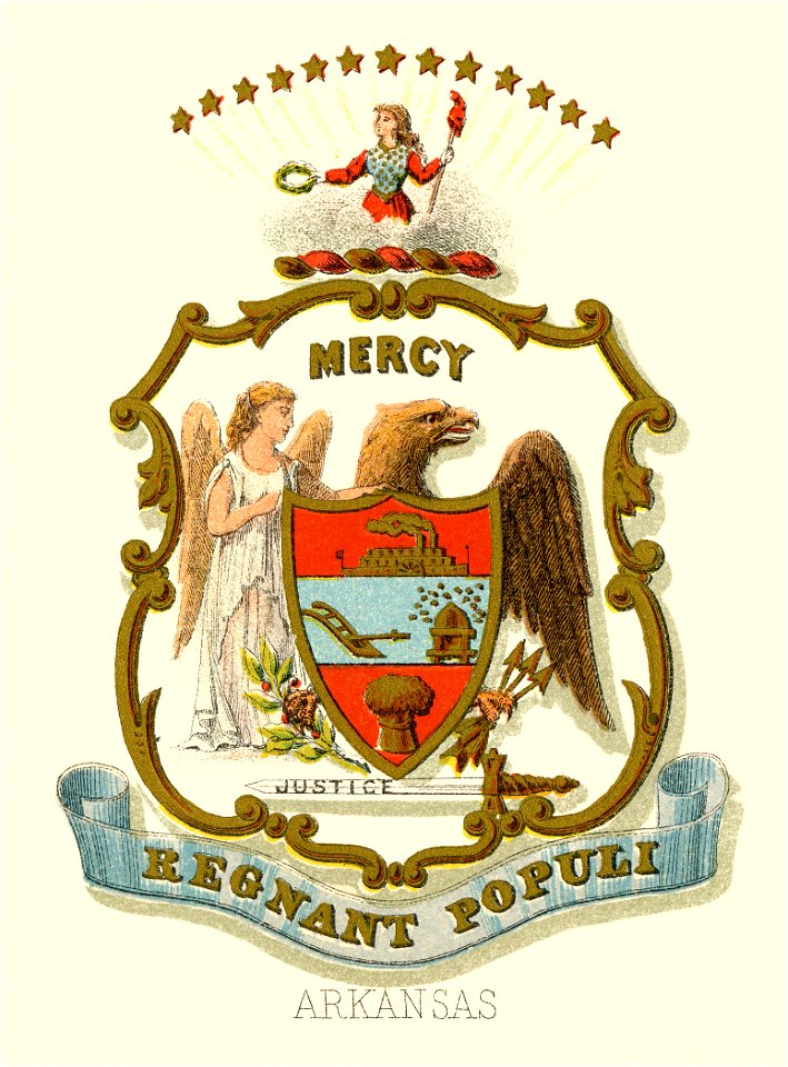 Arkansas state coat of arms (illustrated, 1876)