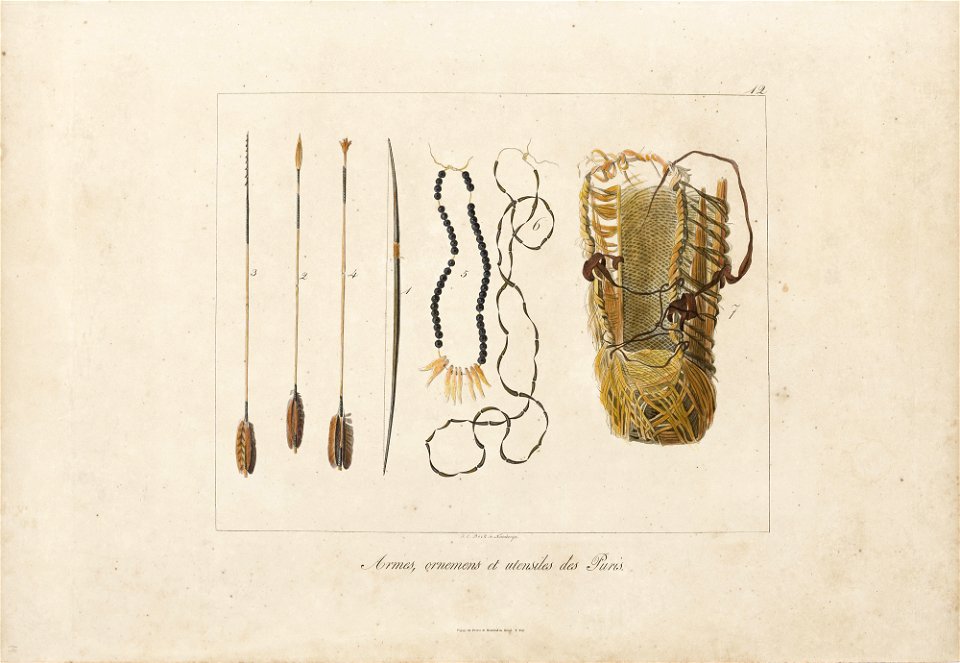 Armes, ornemens et utensiles des Puris, da Coleção Brasiliana Iconográfica