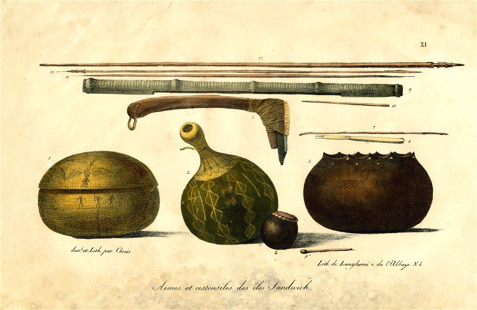 Armes et ustensiles des iles Sandwich (Arms and utensils from the Sandwich Islands) (BM Oc2006,Prt.93)