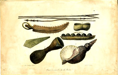 Armes et ustensiles des iles Radak (Arms and utensils from the Radak Islands) (BM Oc2006,Prt.214)