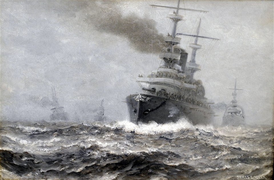 Armored Cruiser New York Leads Convoy Home, by James Gale Tyler