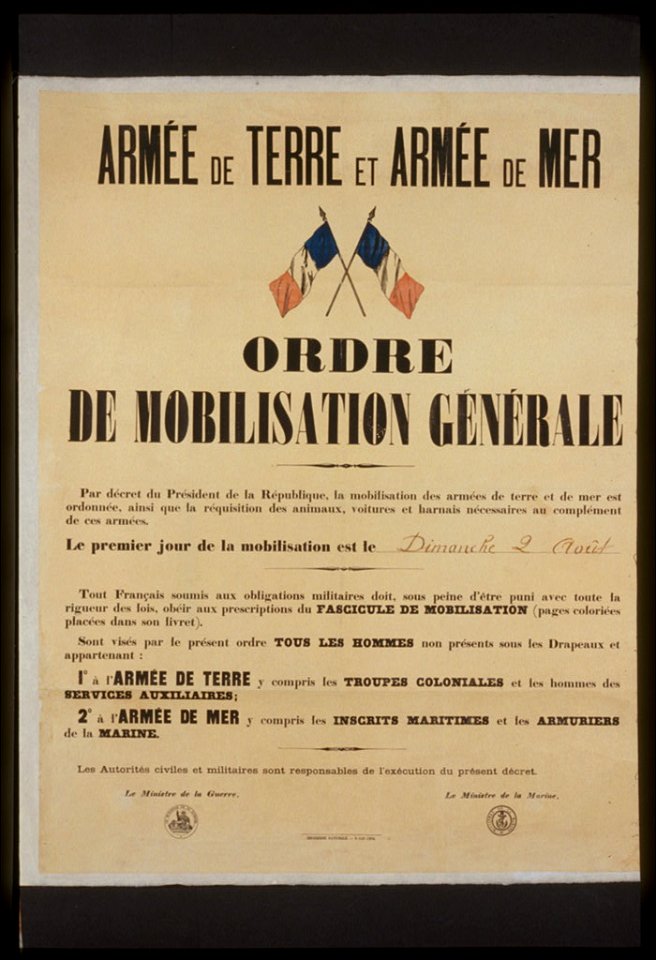 Armée de Terre et Armée de Mer. Ordre de Mobilisation Générale LCCN99613747