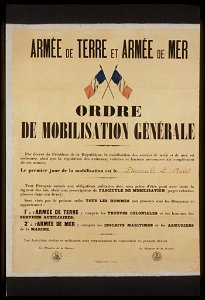 Armée de Terre et Armée de Mer. Ordre de Mobilisation Générale LCCN99613747