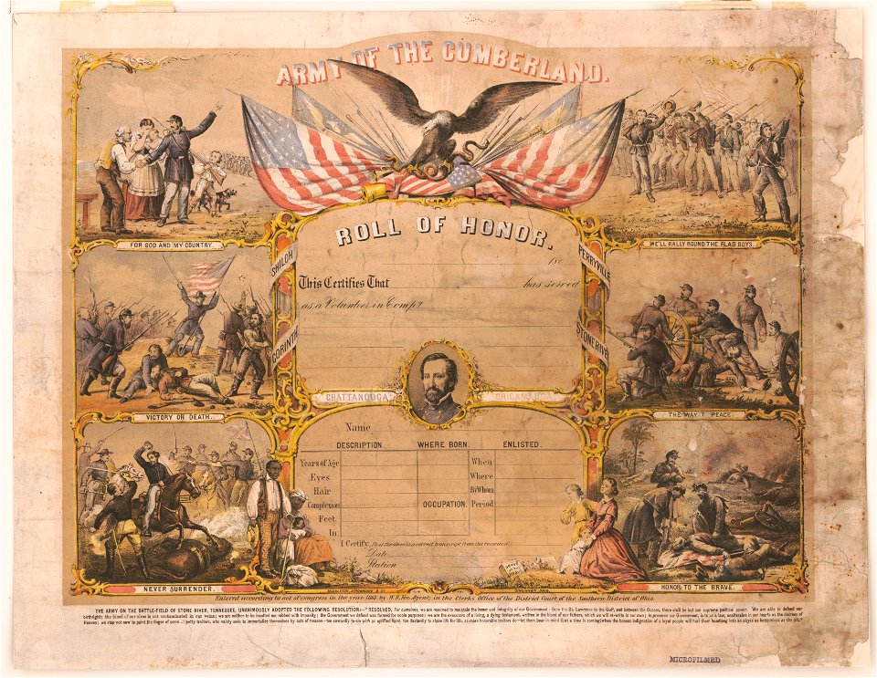 Army of the Cumberland-Roll of honor - Strobridge, Middleton & Co., Cincinnati, Ohio. LCCN97502742