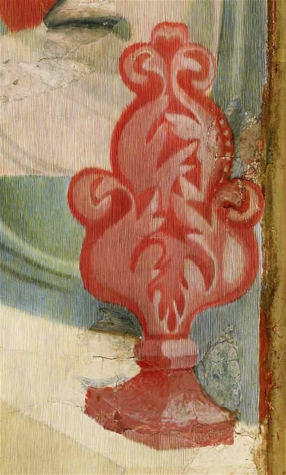 Arnau Bassa - Triptych with Madonna and Child with the Crucifixion and the Annunciation - Walters 37468 - A T Detail J