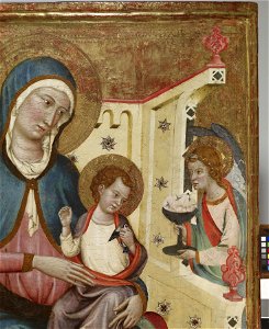 Arnau Bassa - Triptych with Madonna and Child with the Crucifixion and the Annunciation - Walters 37468 - A T Detail B