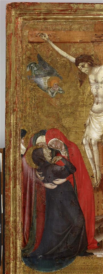 Arnau Bassa - Triptych with Madonna and Child with the Crucifixion and the Annunciation - Walters 37468 - A T Left Detail A
