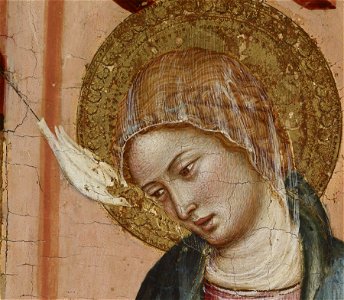 Arnau Bassa - Triptych with Madonna and Child with the Crucifixion and the Annunciation - Walters 37468 - A T Left Detail M