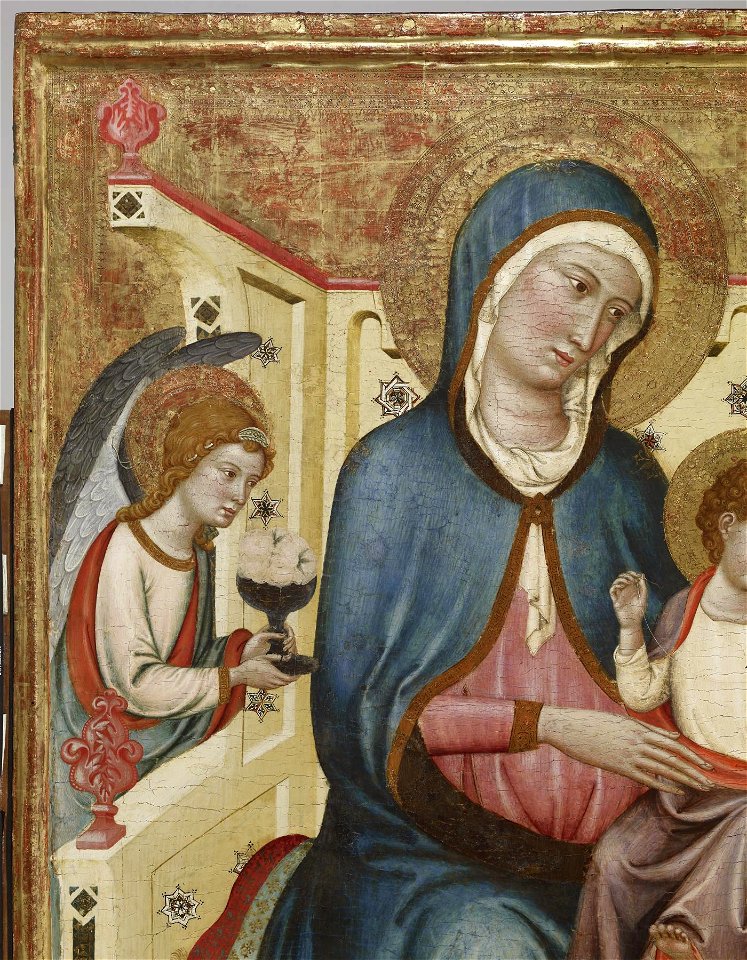 Arnau Bassa - Triptych with Madonna and Child with the Crucifixion and the Annunciation - Walters 37468 - A T Detail A
