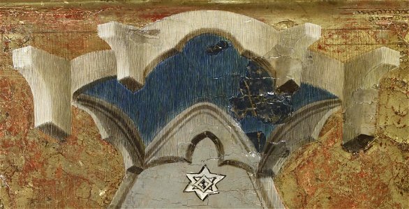 Arnau Bassa - Triptych with Madonna and Child with the Crucifixion and the Annunciation - Walters 37468 - A T Right Detail E