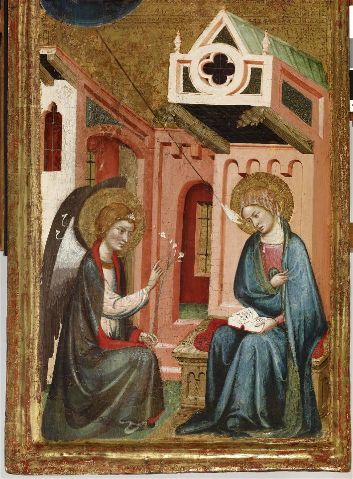 Arnau Bassa - Triptych with Madonna and Child with the Crucifixion and the Annunciation - Walters 37468 - A T Left Bottom