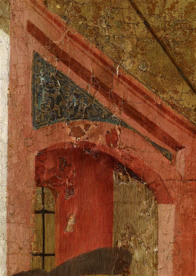 Arnau Bassa - Triptych with Madonna and Child with the Crucifixion and the Annunciation - Walters 37468 - A T Left Detail Q