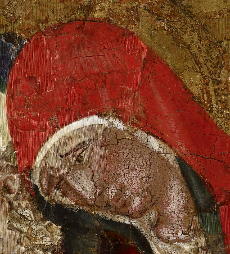 Arnau Bassa - Triptych with Madonna and Child with the Crucifixion and the Annunciation - Walters 37468 - A T Left Detail F