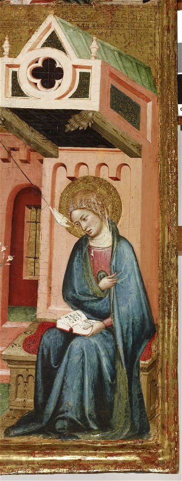 Arnau Bassa - Triptych with Madonna and Child with the Crucifixion and the Annunciation - Walters 37468 - A T Left Detail D