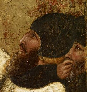 Arnau Bassa - Triptych with Madonna and Child with the Crucifixion and the Annunciation - Walters 37468 - A T Left Detail L