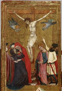 Arnau Bassa - Triptych with Madonna and Child with the Crucifixion and the Annunciation - Walters 37468 - A T Left Top