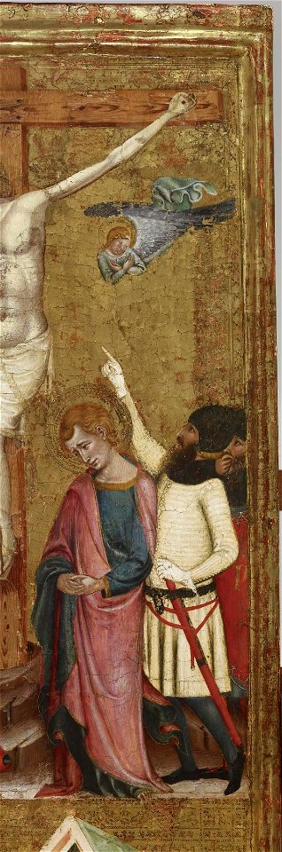 Arnau Bassa - Triptych with Madonna and Child with the Crucifixion and the Annunciation - Walters 37468 - A T Left Detail B