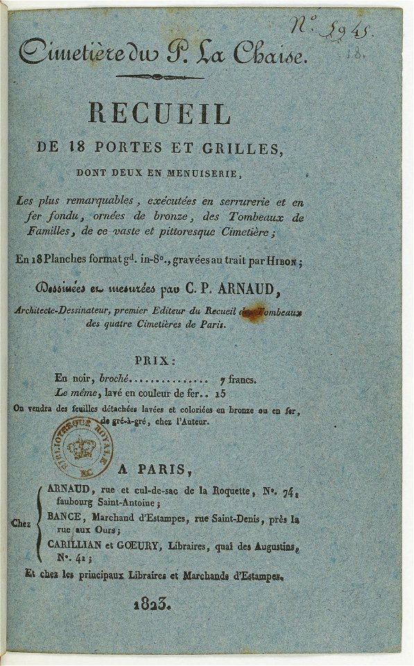 Arnaud - Cimetière du P. Lachaise - recueil de 18 portes et grilles - cover