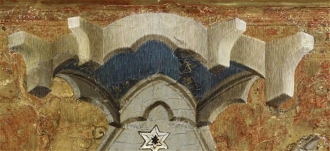 Arnau Bassa - Triptych with Madonna and Child with the Crucifixion and the Annunciation - Walters 37468 - A T Right Detail F