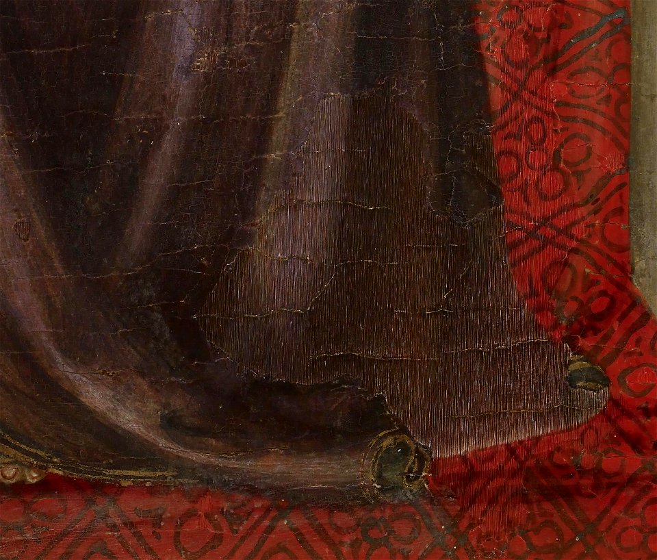 Arnau Bassa - Triptych with Madonna and Child with the Crucifixion and the Annunciation - Walters 37468 - A T Right Detail L