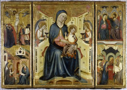 Arnau Bassa - Triptych with Madonna and Child with the Crucifixion and the Annunciation - Walters 37468