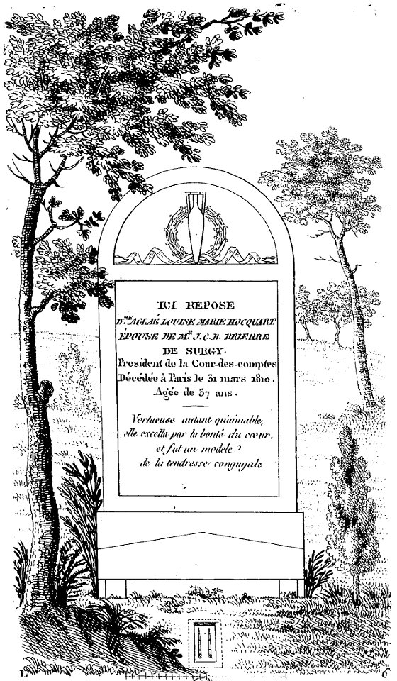 Arnaud - Recueil de tombeaux des quatre cimetières de Paris - Aglaé Louise Marie Surgy