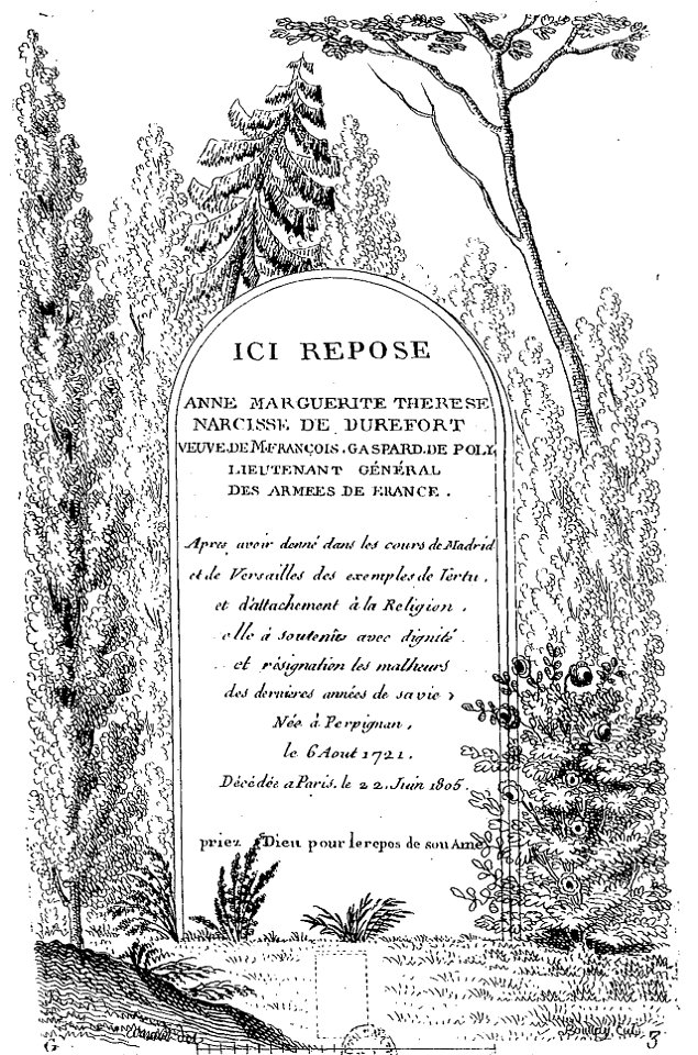 Arnaud - Recueil de tombeaux des quatre cimetières de Paris - Durfort