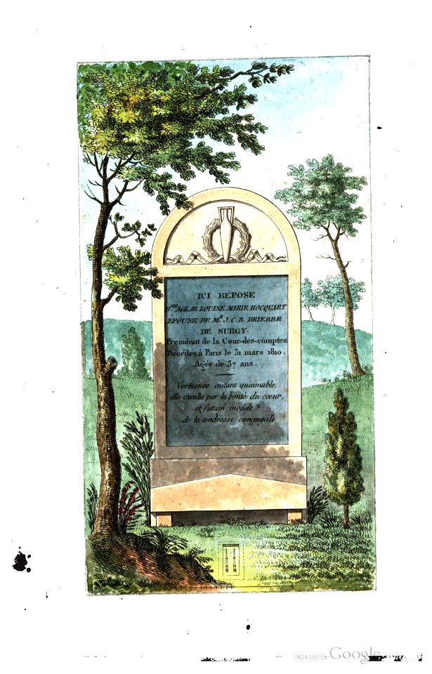 Arnaud - Recueil de tombeaux des quatre cimetières de Paris - Aglaé Louise Marie Surgy (colored)